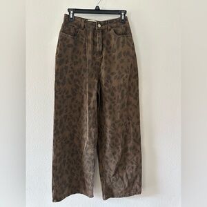 AAAAXBBB Leopard Print Wide-Leg Pants
